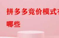 拼多多競價模式有哪些？