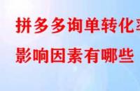 拼多多詢單轉(zhuǎn)化率影響因素有哪些？