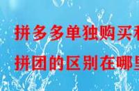 拼多多單獨(dú)購(gòu)買(mǎi)和拼團(tuán)的區(qū)別在哪里？