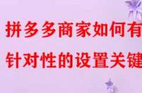 拼多多商家如何有針對(duì)性的設(shè)置關(guān)鍵詞？