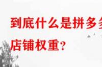 到底什么是拼多多店鋪權(quán)重？