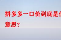 拼多多一口價(jià)到底是什么意思？