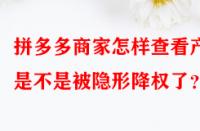 拼多多商家怎樣查看產(chǎn)品是不是被隱形降權(quán)了？