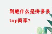 到底什么是拼多多top商家？