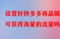設(shè)置好拼多多商品屬性可獲得海量的流量嗎？
